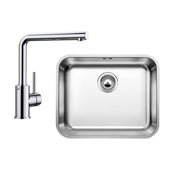 Blanco Комплект нерж. мойка SUPRA 500-U 518205+смеситель MILA 519414