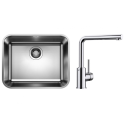 Blanco Комплект нерж. мойка SUPRA 500-U 518205+смеситель MILA 519414