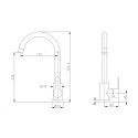 Змішувач для кухні U-образний Brinex Pure 015F U-образний Graphite BRIPUR015FGRP