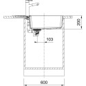 Мийка кухонна Franke Centro, фраграніт, прямокутник, з крилом, 780х500х200мм, чаша - 1, врізна, CNG 611-78 XL, чорний матовий