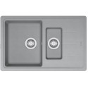 Мийка кухонна Franke Basis, фраграніт, прямокутник, з крилом, 780х500х200мм, чаша - 2, накладна, BFG 651-78, сірий камінь