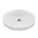 Раковина, умивальник Adamant Lauf New, штучний камінь, овальна, без отвору для змішувача, з отвором для переливу, 540х445х130мм, накладний, білий