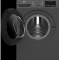 Пральна машина Beko фронтальна, 8кг, 1400, A, 50см, дисплей, пар, інвертор, темно-сірий