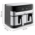 Мультипіч Tefal Dual EasyFry&Grill AirFryer, 2700Вт, чаша-5.2+3.1л, сенсорне керув., 2 чаши, гриль, пластик, сіро-чорний