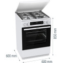 Плита Gorenje комбінована, 71л, 60x60см, дисплей, чавун,з кришкою, програматор IconLed, білий