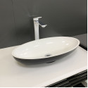 Раковина, умивальник Adamant ANDERE NEW, штучний камінь, овальна, без отвору для змішувача та переливу, 590х295х130мм, накладний, чорно-білий