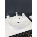 Раковина, умивальник Adamant Lauf New, штучний камінь, овальна, без отвору для змішувача, з отвором для переливу, 540х445х130мм, накладний, білий