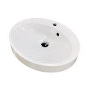 Раковина, умивальник Adamant Lauf New, штучний камінь, овальна, без отвору для змішувача, з отвором для переливу, 540х445х130мм, накладний, білий
