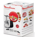 М'ясорубка Moulinex, 1600Вт, 1.9кг/хв, 3 решітки, насадка для ковбас, томатів, 3 терки, пластик/мет, чорно-срібний