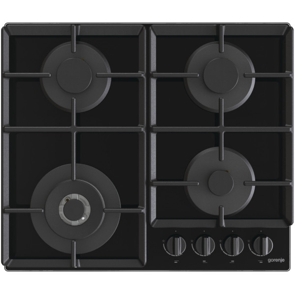 Варильна поверхня Gorenje газова на склі, 60см, чавун, чорний