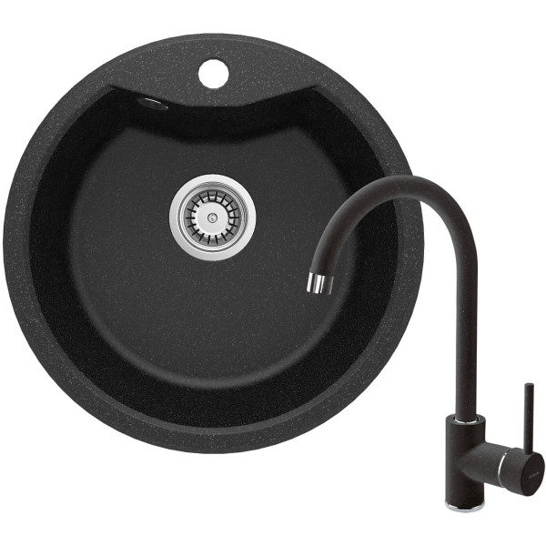 Набір для кухні Deante Solis, гранітна мийка ZRS_2803 + зміш. BEN_262M, графіт-хром