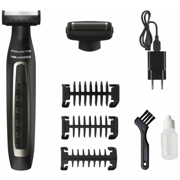 Тример Rowenta & Karl Lagerfeld Forever Sharp, для бороди, вусів, акум., роторний мотор, насадок-4, титан.напил., чорний