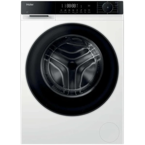 Пральна машина Haier фронтальна, 10кг, 1400, A, 52см, дисплей, пара, інвертор, люк чорний, білий