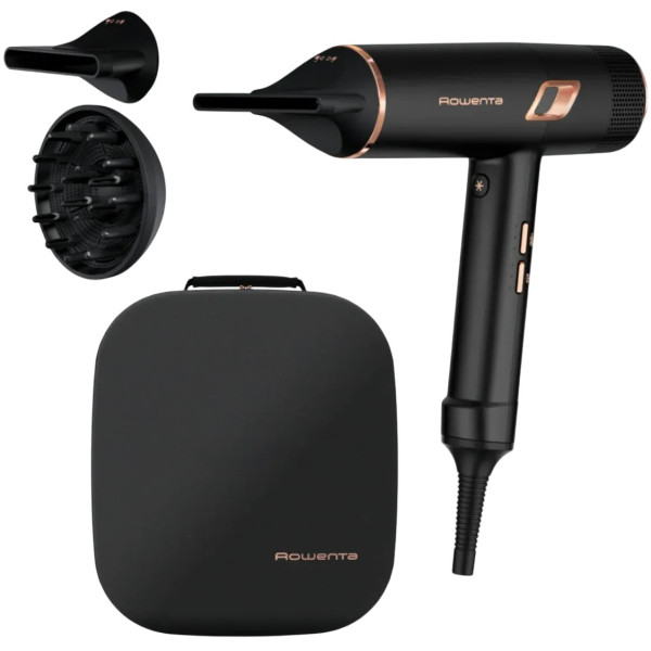 Фен Rowenta Ultimate Experience Maestria, 2000Вт, 3 режими, дифузор, кейс для зберігання, іоніз-я, хол. обдув, чорний
