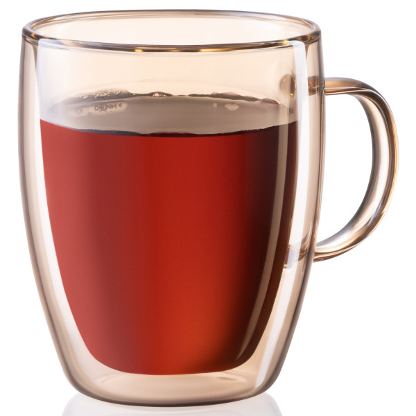 Набір чашок з ручками і подвійними стінками ARDESTO Golden Moon, 270мл, 2шт, боросилікатне скло, золотистий