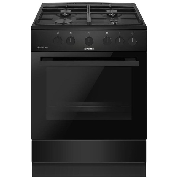 Плита Hansa газова, 67л, 60x60см, чавун, газ контр., чорний мат