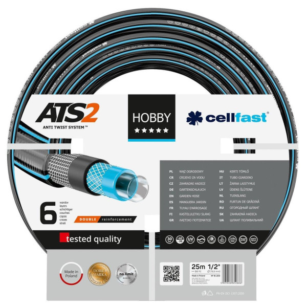 Шланг садовий Cellfast HOBBY ATS 1/2" 25м 6 шарів до 30бар -20…+60°C