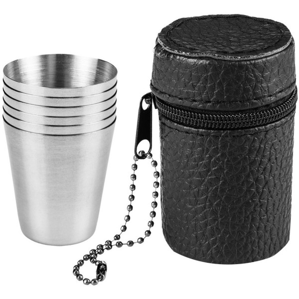 Стакани туристичні Neo Tools, 6шт, 30мл, нержавіюча сталь, чохол