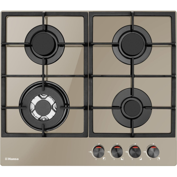 Варильна поверхня Hansa газова на склі, 59см, чавун, бежевий