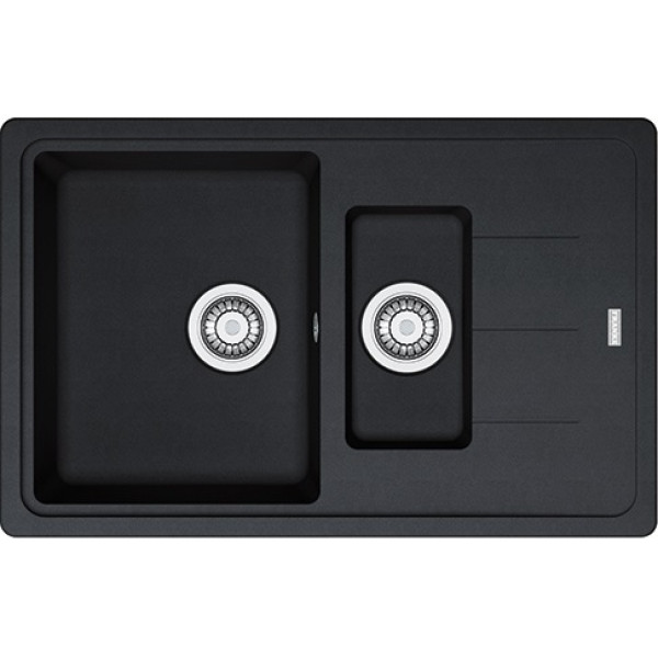 Мийка кухонна Franke Basis, фраграніт, прямокутник, з крилом, 780х500х200мм, чаша - 2, накладна, BFG 651-78, онікс