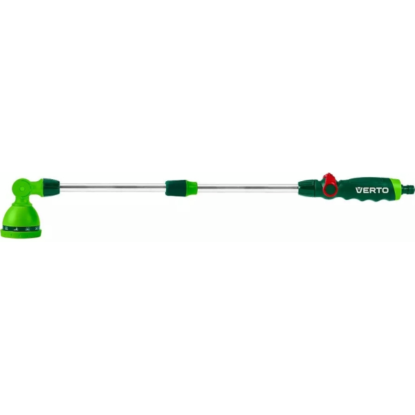 Зрошувач ручний Verto, 1/2"-3/4", штанга 77-113см, 10 функцій, плавне регулювання напору води великим пальцем, тримач двокомпонентний