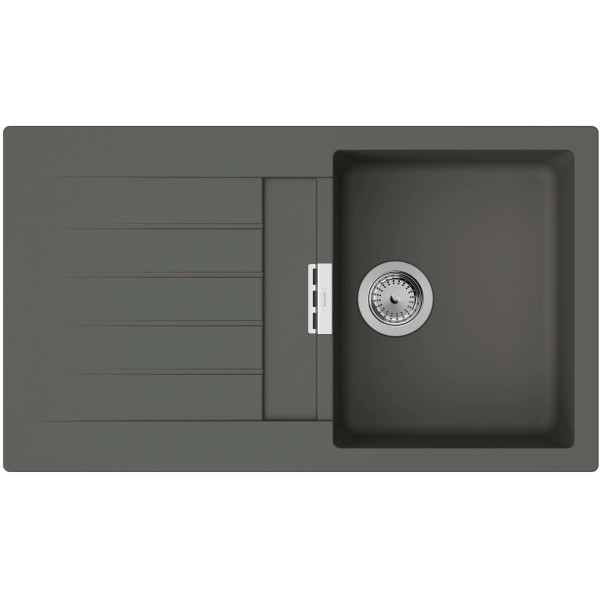 Мийка кухонна Hansgrohe S52, граніт, прямокутник, з крилом, 840х480х190мм, чаша - 1, врізна, S520-F345, сірий камінь