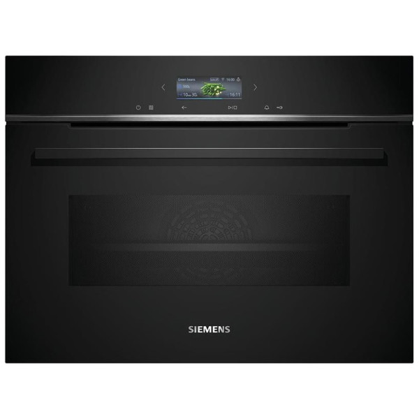 Духова шафа Siemens електрична компактна, 45л, A, дисплей, конвекція, ф-ція мікрохвиль, чорний