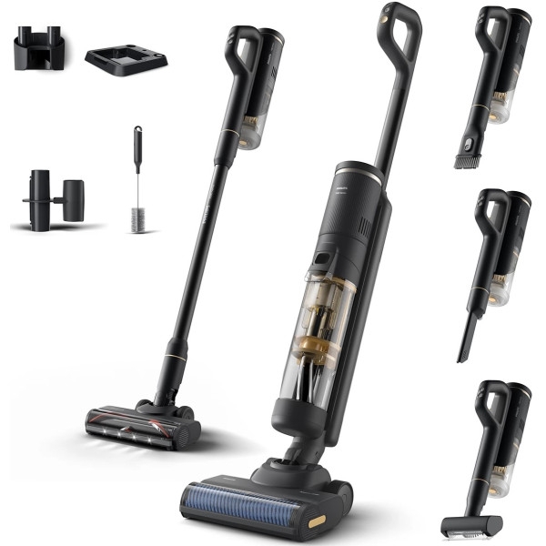 Пилосос Philips безпровідний AquaTrio, 7000 Series, вологе прибирання, конт пил -0.42л, автон. робота до 25хв, PowerCyclone Aqua, турборежим, чорний