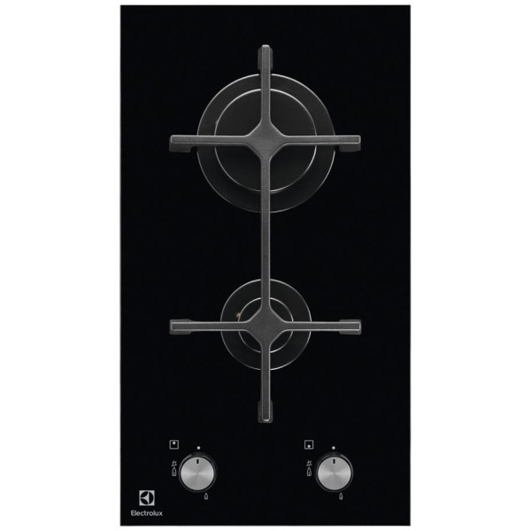 Варильна поверхня Electrolux газова на склі, 30см, чавун, Доміно, чорний