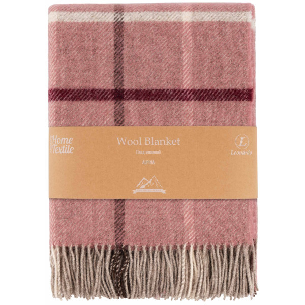 Плед ARDESTO Leonardo Alpina, 140x200см, 100% вовна, рожевий