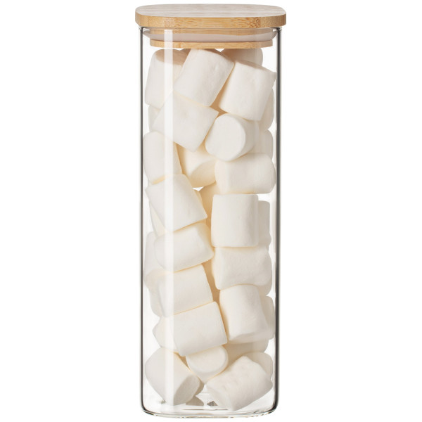 Банка для зберігання ARDESTO Midori 1000мл, скло, бамбук, квадратна, прозорий