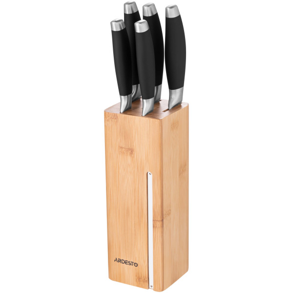 Набір ножів з блоком ARDESTO Gemini, 6 предметів, нержавіюча сталь, пластик, бамбук