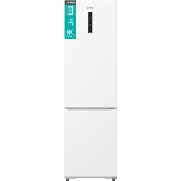 Холодильник з нижн. мороз. камерою Gorenje, 203х66х60см, 2 двері, 283(130)л, А+, Total NF, Зона св-ті, Інвертор, Зовн. Дисп, Wi-Fi, білий