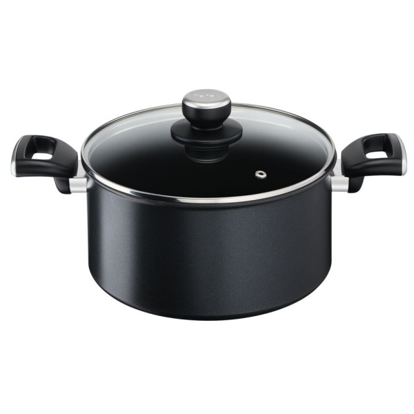 Каструля з кришкою Tefal Unlimited, 24см, 5.3л, алюміній, бакеліт, скло, чорний