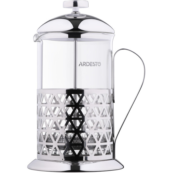 Френч-прес ARDESTO Gemini Fasano, 1000мл, боросилікатне скло, нержавіюча сталь, прозорий