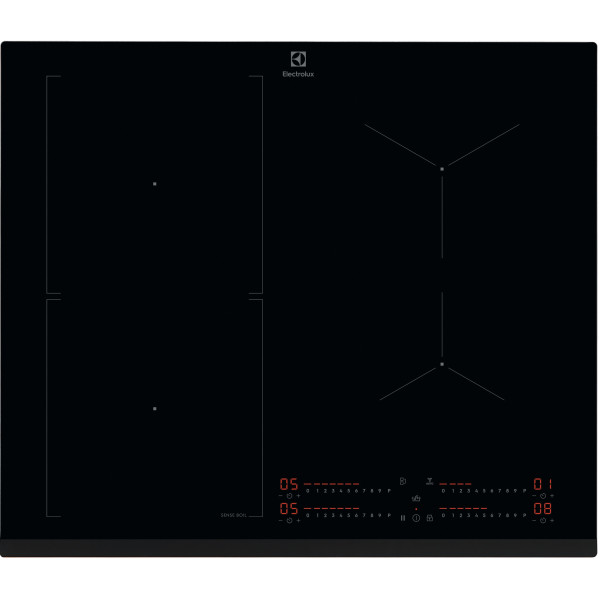 Варильна поверхня Electrolux індукційна, 60см, розширена зона, датчик кипіння, Hob2Hood, чорний