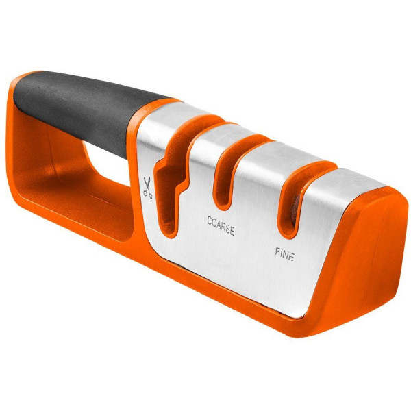 Точилка для ножів і ножиць Neo Tools, 54х195х38мм, 2 етапи заточування, карбід вольфраму та кераміка, ABS-пластик та TPR гума