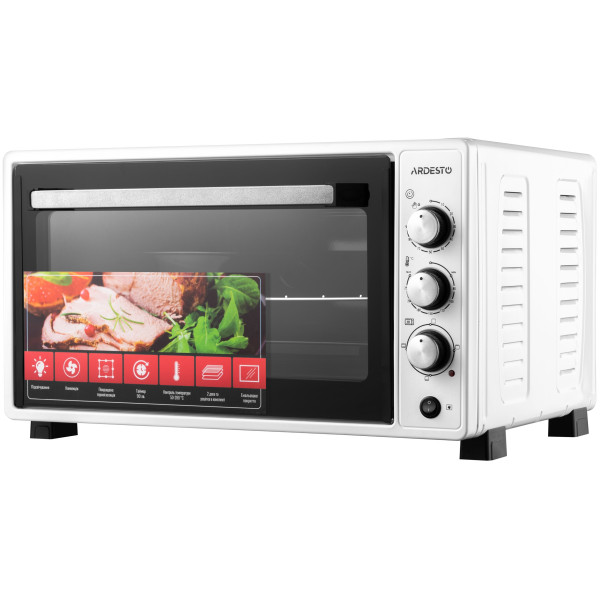 Піч електрична ARDESTO, 48л, 1700Вт, механіч., конвекція, подвійне скло, білий