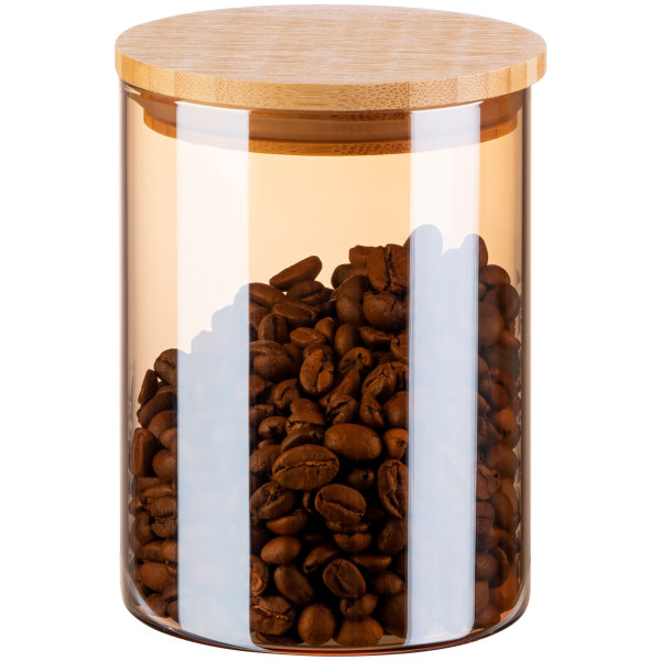 Банка для зберігання ARDESTO Golden Moon, 540мл, скло, бамбук, кругла, золотистий