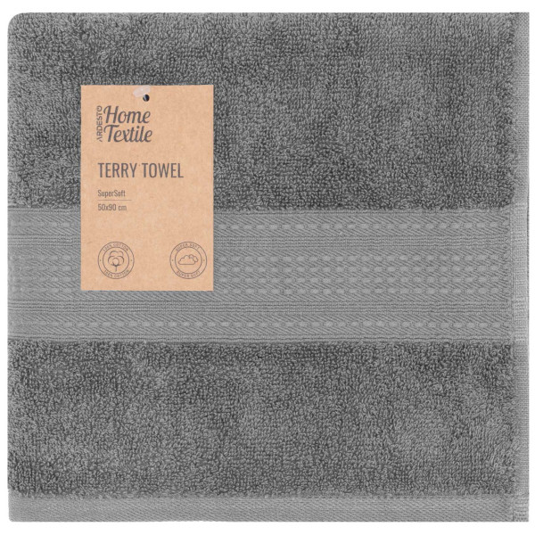 Рушник махровий ARDESTO SuperSoft 50х90см, 100% бавовна, сірий