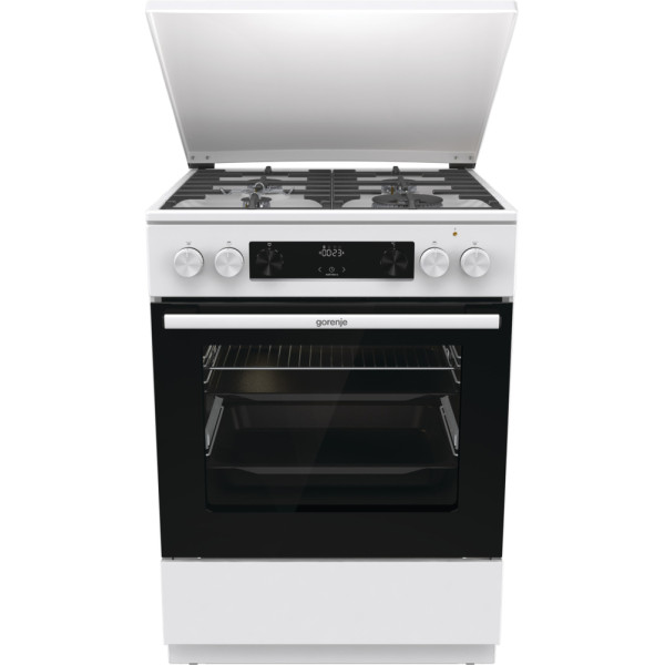 Плита Gorenje комбінована, 71л, 60x60см, дисплей, чавун,з кришкою, програматор IconLed, білий