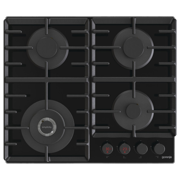 Варильна поверхня Gorenje газова на склі, 60см, чавун, чорний
