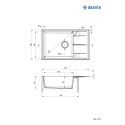 Мийка кухонна Deante Eridan, граніт, прямокутник, з крилом, 780х500х210мм, чаша - 1, накладна, металічний графіт