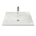 Раковина, умивальник Adamant Emil, штучний камінь, прямокут., з отвором для змішувача, з отвором для переливу, 595х455х138мм, накладний, білий