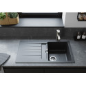 Мийка кухонна Hansgrohe S52, граніт, прямокутник, з крилом, 840х480х190мм, чаша - 1, врізна, S520-F345, чорний графіт