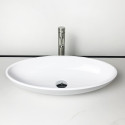 Раковина, умивальник Adamant ANDERE NEW, штучний камінь, овальна, без отвору для змішувача та переливу, 590х295х130мм, накладний, білий