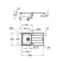 Мийка кухонна Grohe K500 прямокут., з крилом, 1000x500x200мм, врізна, нержавіюча сталь