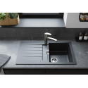 Мийка кухонна Hansgrohe S52, граніт, прямокутник, з крилом, 840х480х190мм, чаша - 1, врізна, S520-F345, чорний графіт
