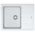 Мийка кухонна Franke Basis, фраграніт, прямокутник, з крилом, 620х500х200мм, чаша - 1, накладна, BFG 611-62, білий