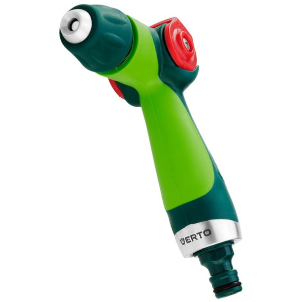 Зрошувач ручний Verto, пістолетний, 1/2"-3/4", 1 функція, плавне регулювання напору води великим пальцем, тримач двокомпонентний